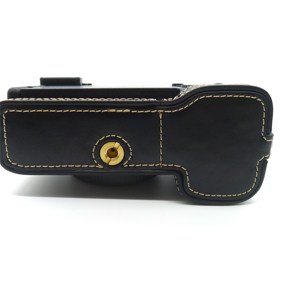 Camera Half Case PU Leather Bottom Protective Cover with Battery Opening for Sony A7C - Black-5
