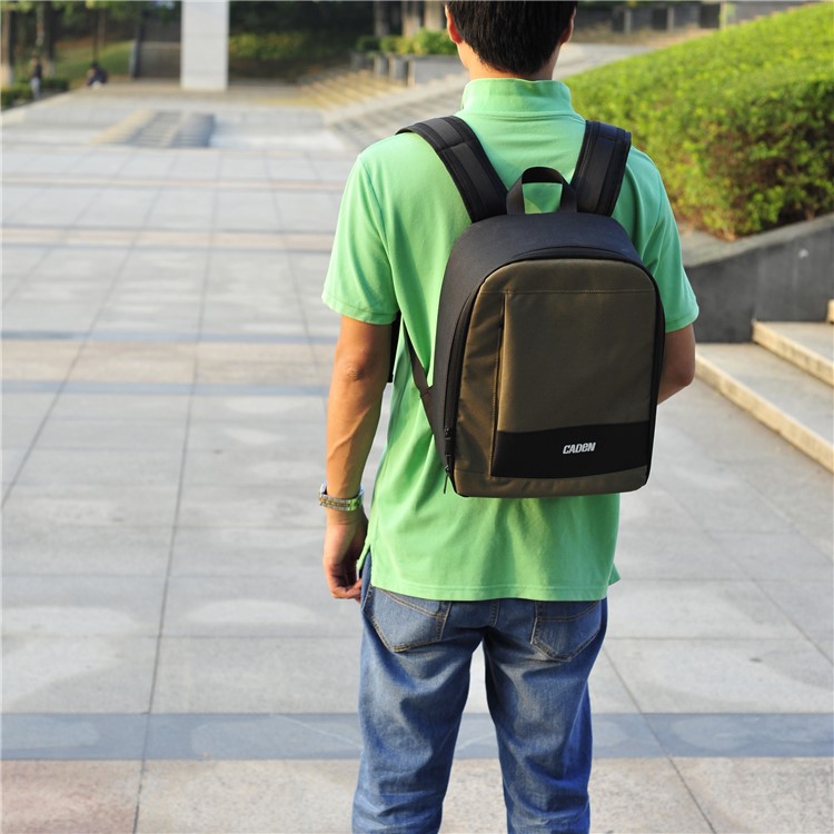 CADEN D6 Nylon Camera Shoulders Bag Backpack Professional DLSR Camera Backpack - Army Green-1