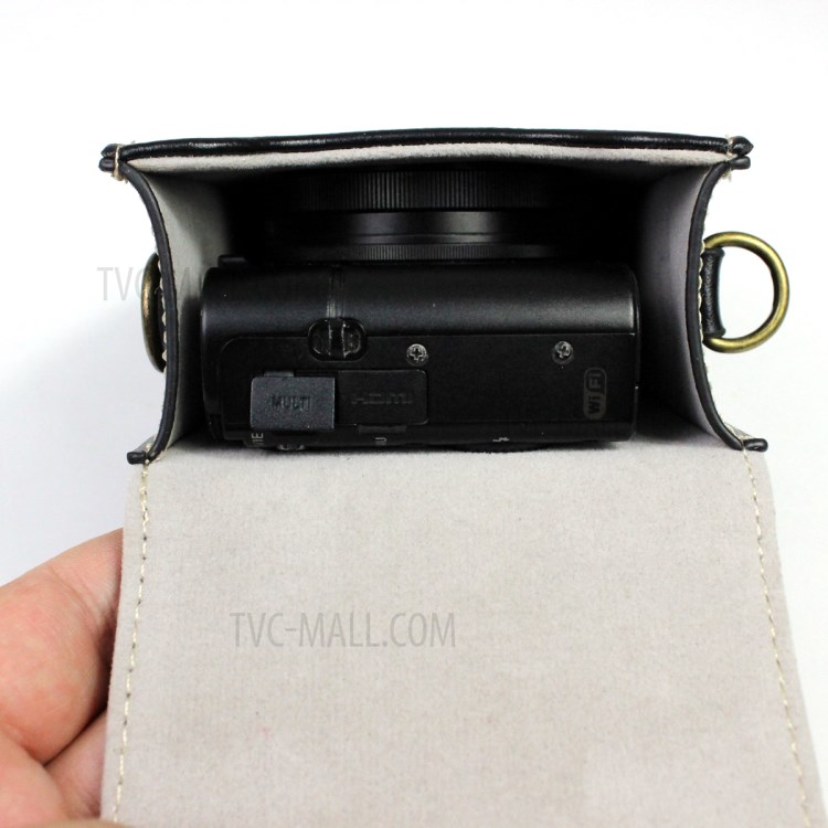 Borsa Per Fotocamera PU Custodia Protettiva in Pelle Con Spalla Per Spalline Per Canon Ricoh Sony Olympus - Nero