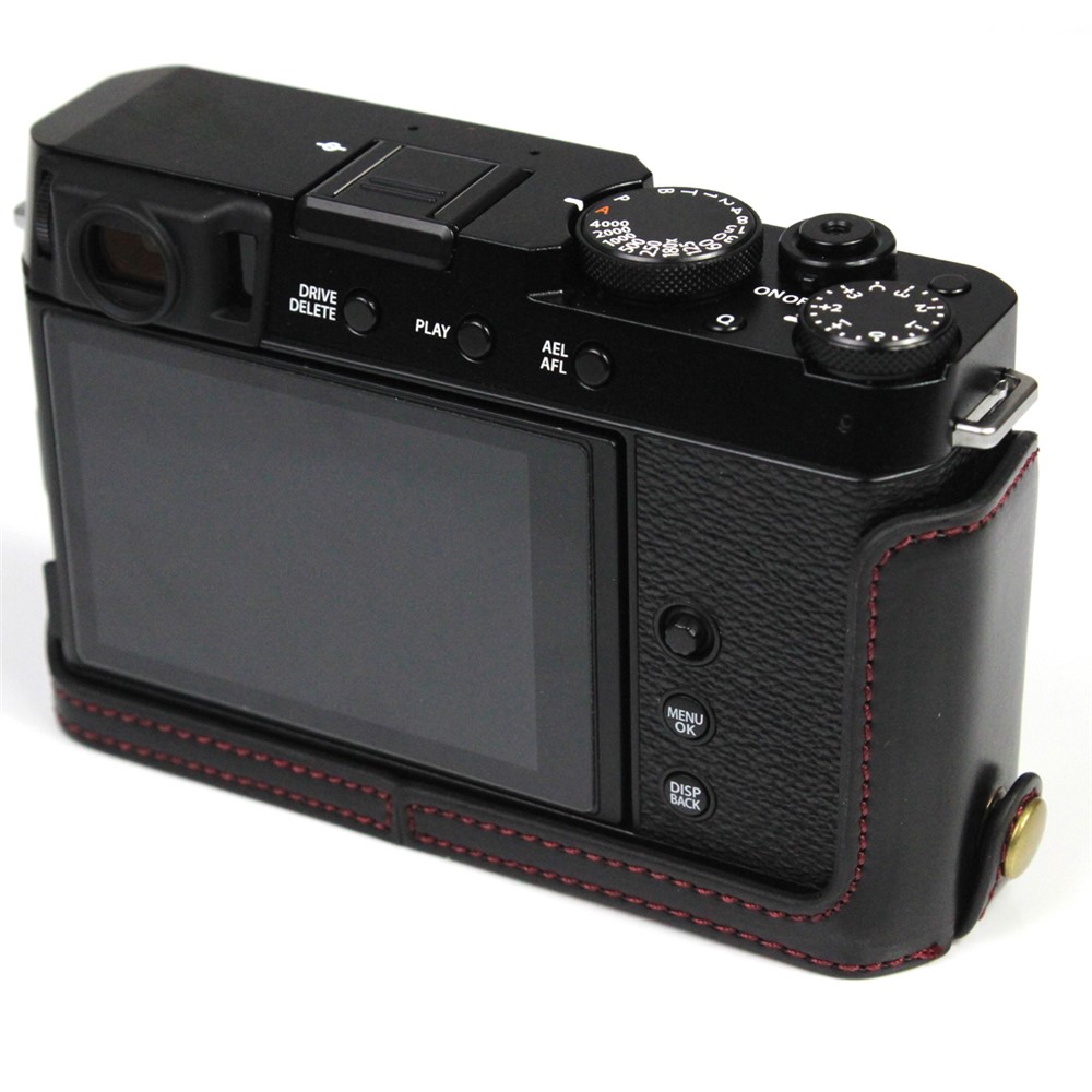 PU Leather Camera Bag Bottom Case Protective Half Body Cover with Battery Opening for Fuji X-E4 - Black-5