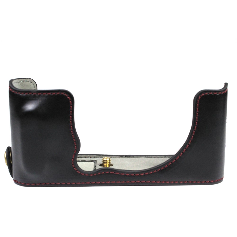 PU Leather Camera Bag Bottom Case Protective Half Body Cover with Battery Opening for Fuji X-E4 - Black-9