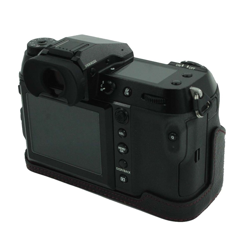 Camera Bottom Case Genuine Leather Protective Half Body Cover with Battery Opening for Fuji GFX 100S - Black-2