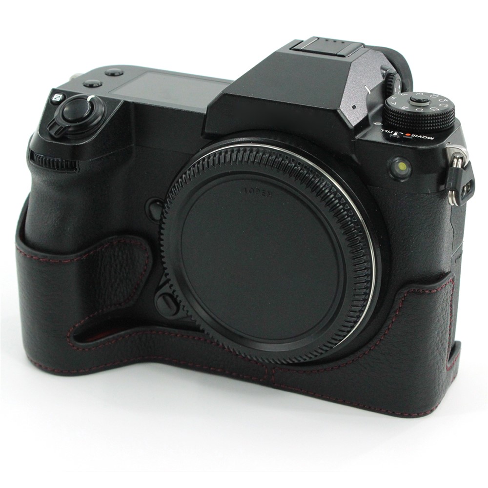 Camera Bottom Case Genuine Leather Protective Half Body Cover with Battery Opening for Fuji GFX 100S - Black-5