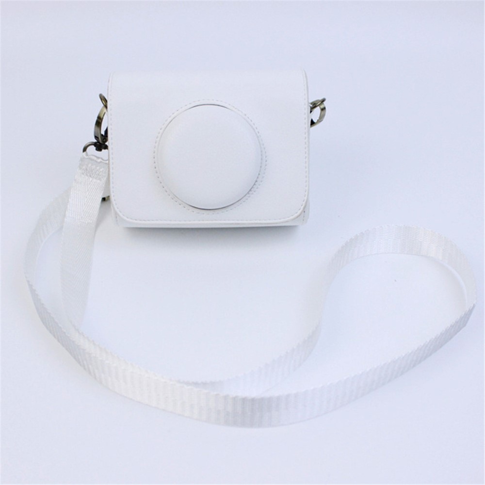 PU Leather Camera Bag for Sony ZV-1 Camera Shoulder Bag Horizontal Style Protective Cover - White-1
