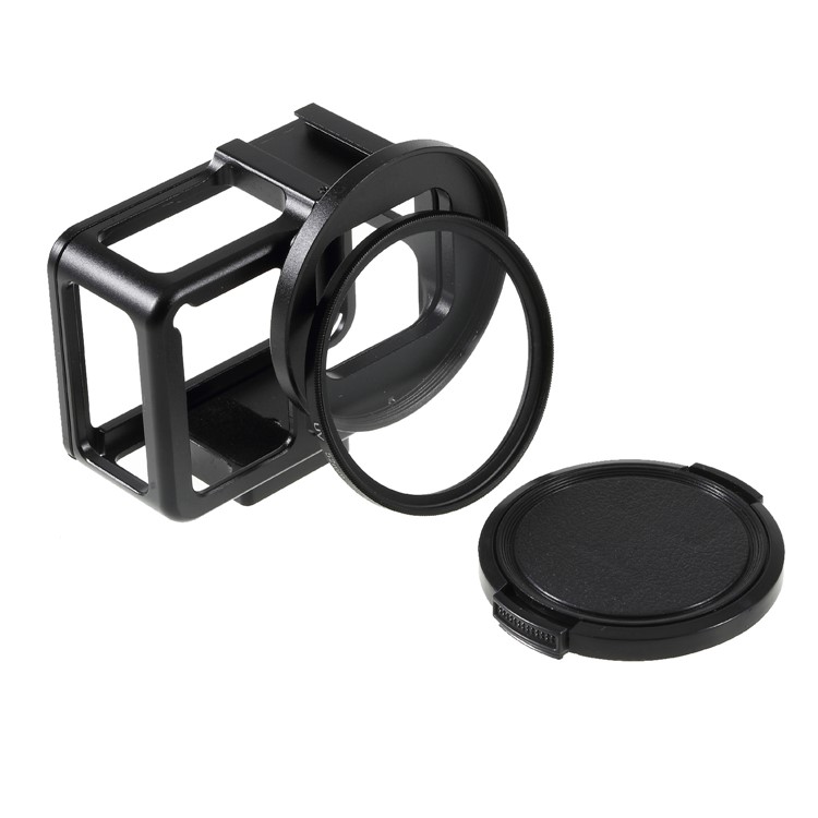 Metal Housing Hollow Frame Case for Gopro Hero 7 Black Camera with Back Door and 52mm UV Filter-5