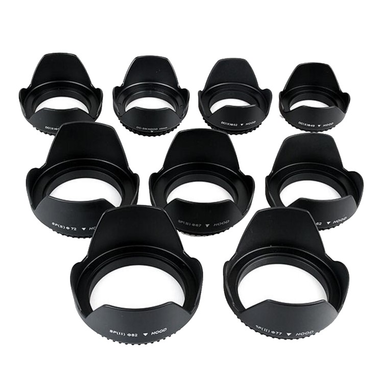 Screwed Flower Petal Sunshade Lens Hood for Nikon Canon Sony SLR DV Camera - Black-1