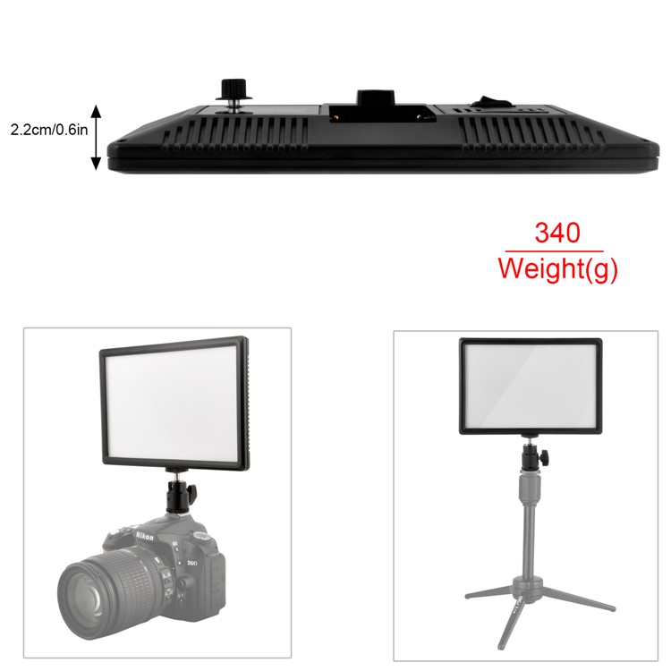 Ultra-thin Dimmable LED Video/Photo Light Panel Adjustable Brightness with Hot Shoe Mount - US Plug-3