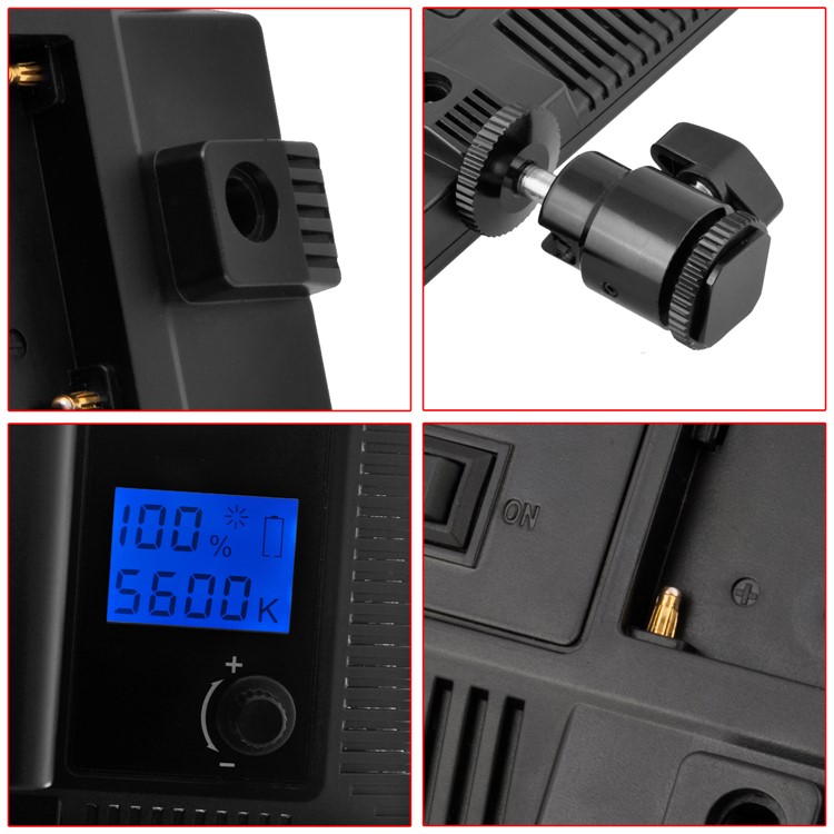 Ultra-thin Dimmable LED Video/Photo Light Panel Adjustable Brightness with Hot Shoe Mount - US Plug-4