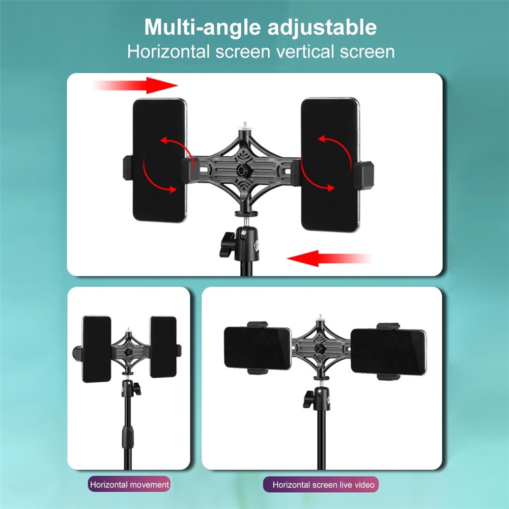 PULUZ PU394 Live Broadcast Dual Phrakets Soporte Horizontal Para Teléfonos Inteligentes