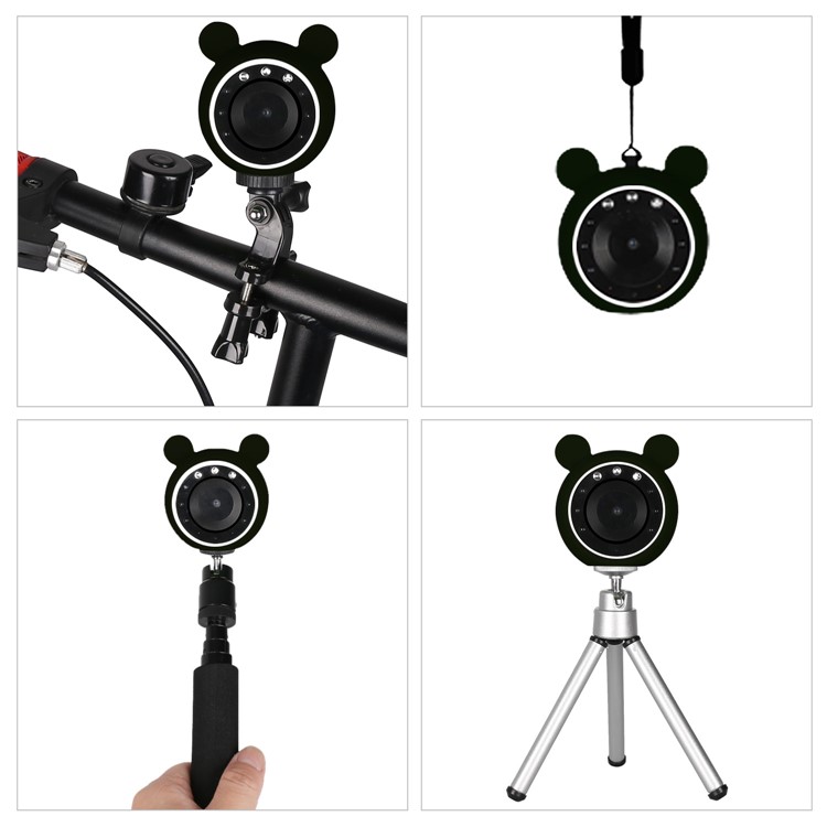 60° Lens Angle Portable Video Camera, Support Night Vision and Motion Detection - Black-1