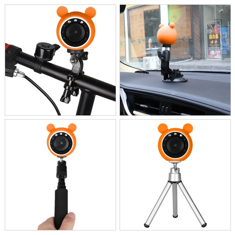 60° Lens Angle Portable Video Camera, Support Night Vision and Motion Detection - Orange-1