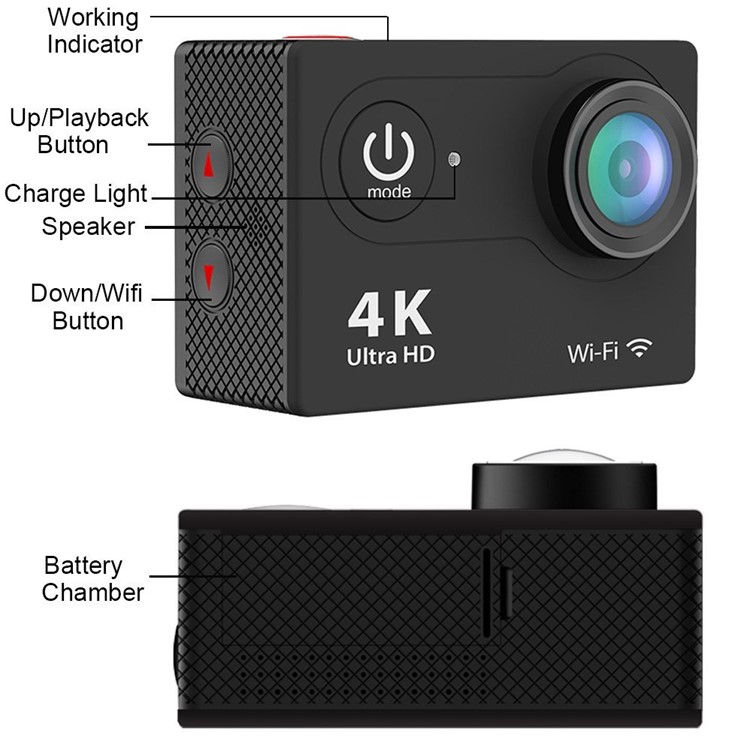 H9SE 2.0-inch 4K Ultra HD 30M Waterproof WiFi Action Camera with 150° Wide Angle Lens - Black-14