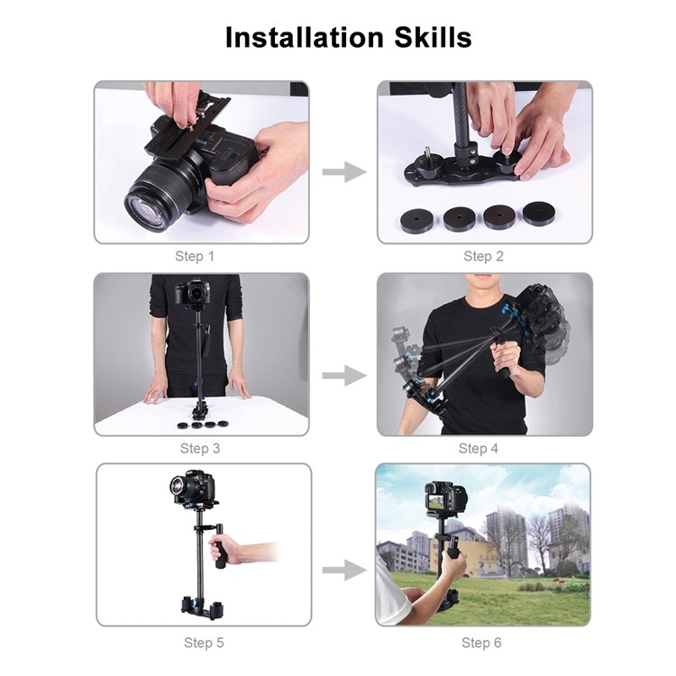 PULUZ S60T 38.5-61cm Carbon Fiber Handheld Stabilizer Steadicam for DSLR Cameras DV Cameras - Black-16