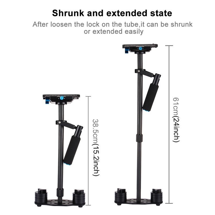 PULUZ S60T 38.5-61cm Carbon Fiber Handheld Stabilizer Steadicam for DSLR Cameras DV Cameras - Black-4