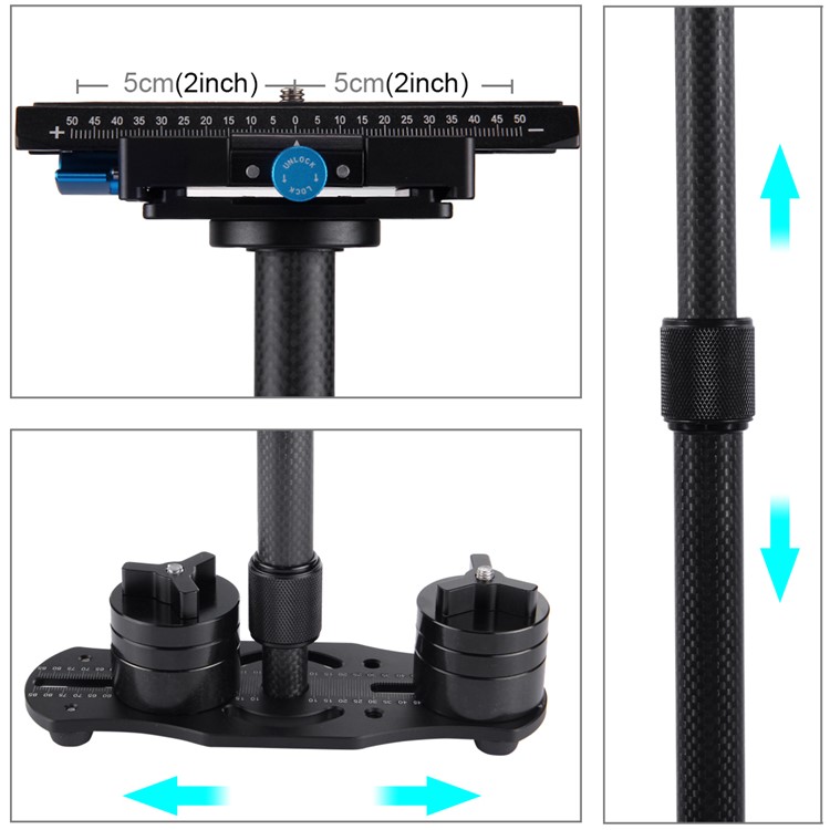 PULUZ S60T 38.5-61cm Carbon Fiber Handheld Stabilizer Steadicam for DSLR Cameras DV Cameras - Black-8