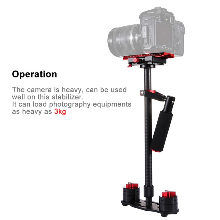 PULUZ S60T Adjustable 38.5-61cm Handheld Stabilizer Steadicam for DSLR Cameras DV Cameras - Red-6