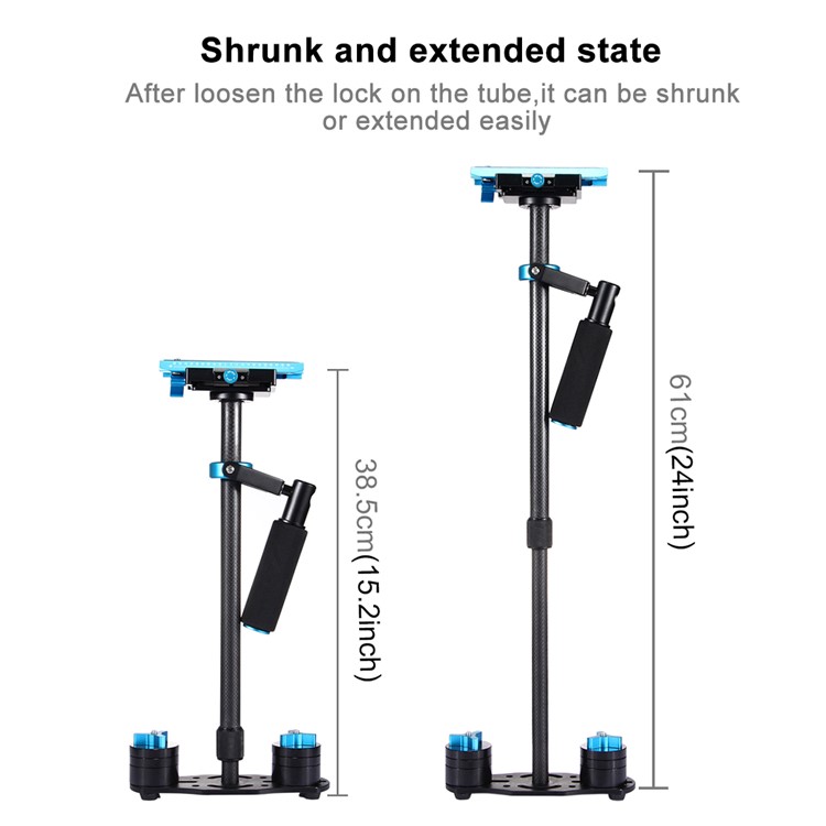 PULUZ S60T 38.5-61cm Carbon Fiber Adjustable Handheld Stabilizer for DSLR Cameras DV Cameras - Blue-4