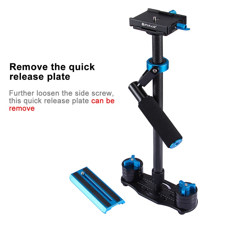 PULUZ S60T 38.5-61cm Carbon Fiber Adjustable Handheld Stabilizer for DSLR Cameras DV Cameras - Blue-5