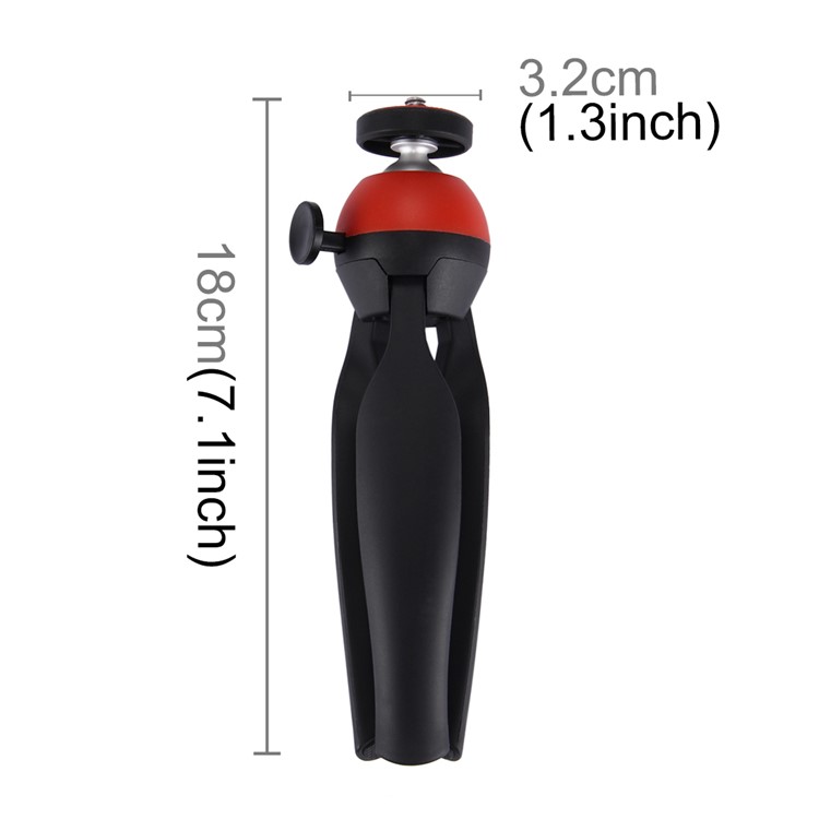 PULUZ PU361 Mini Tripod Stand Portable Travel Tripod with 360° Ball Head - Red-4