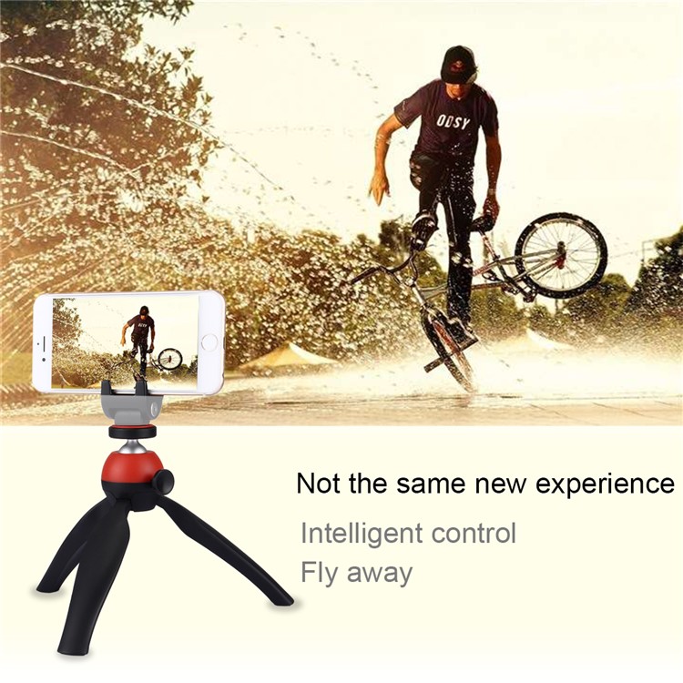 PULUZ PU361 Mini Tripod Stand Portable Travel Tripod with 360° Ball Head - Red-9