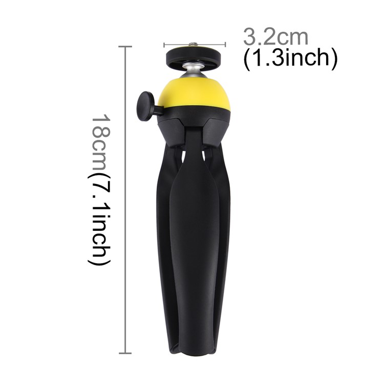 PULUZ PU361 Portable Flexible Pocket Mini Camera Grip Stand with 360 Degree Ball Head - Yellow-4