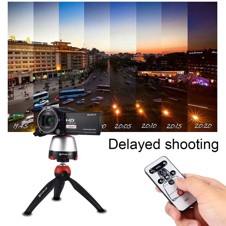 Montagem de Tripé Panorâmica Eletrônica PU362 Rotário Eletrônico Com Controlador Remoto Para Telefones, GoPro, DSLR Câmeras - Vermelho-12