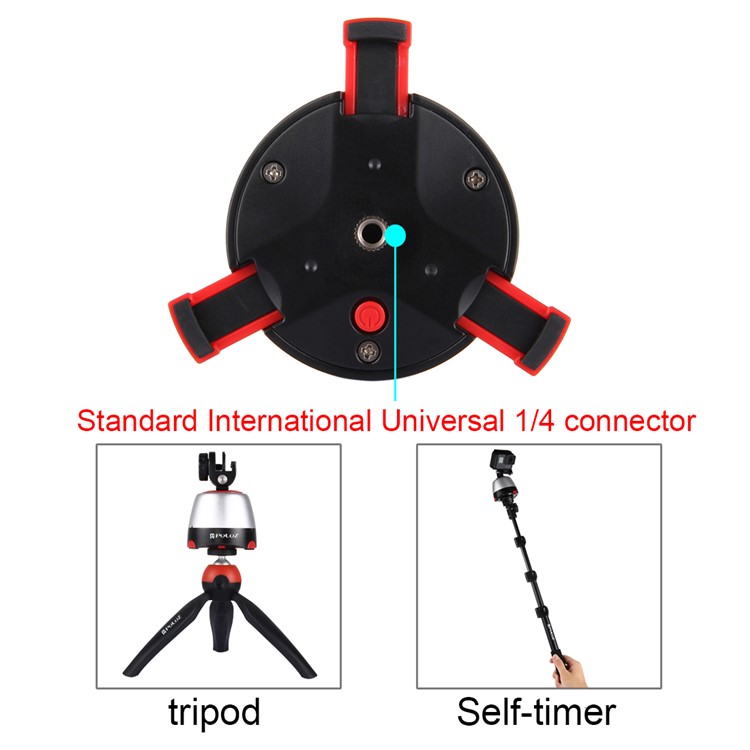 PULUZ PU362 Electronic Rotary Panoramic Tripod Mount with Remote Controller for Phones, GoPro, DSLR Cameras - Red-7