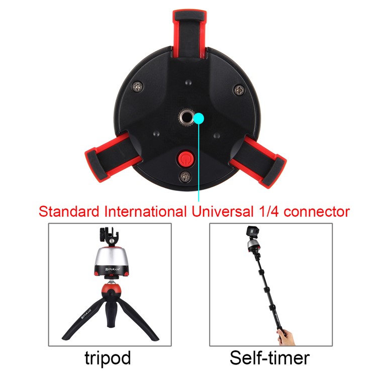 Montagem de Tripé Panorâmica Eletrônica PU362 Rotário Eletrônico Com Controlador Remoto Para Telefones, GoPro, DSLR Câmeras - Vermelho-7