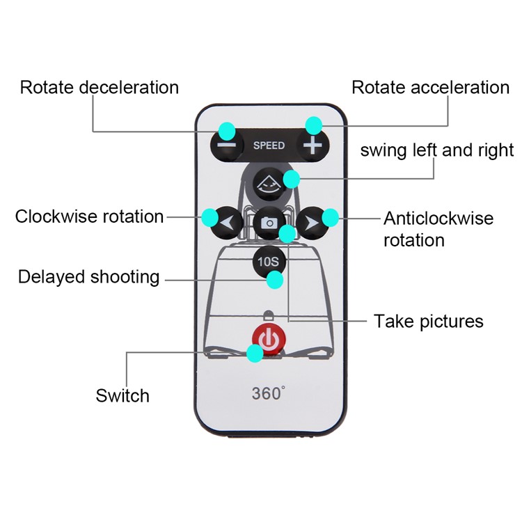 Montagem de Tripé Panorâmica Eletrônica PU362 Rotário Eletrônico Com Controlador Remoto Para Telefones, GoPro, DSLR Câmeras - Vermelho-8