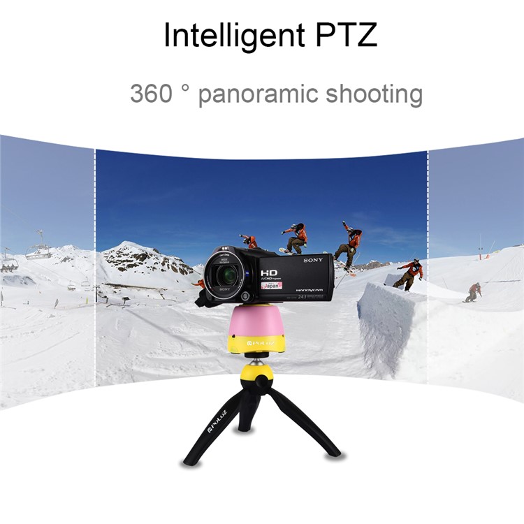 PULUZ PU362 Electronic Panoramic Tripod Stand with Remote Controller for Phones, GoPro, DSLR Cameras - Pink + Yellow-11