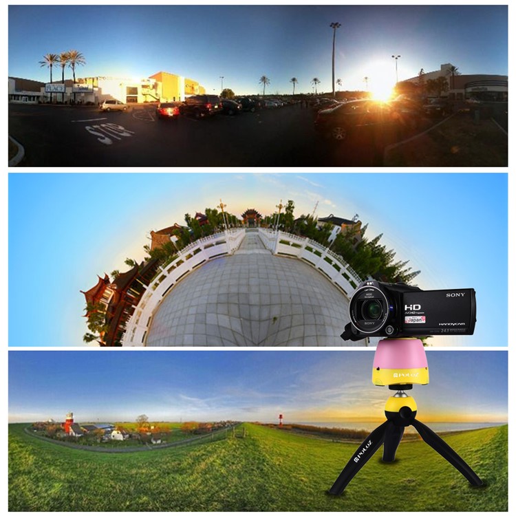 PULUZ PU362 Electronic Panoramic Tripod Stand with Remote Controller for Phones, GoPro, DSLR Cameras - Pink + Yellow-15