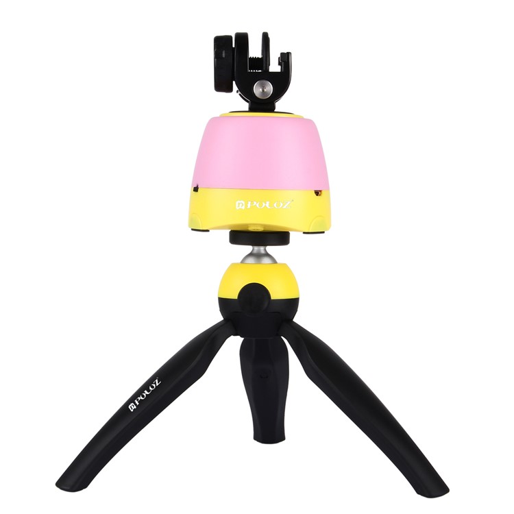 PULUZ PU362 Electronic Panoramic Tripod Stand with Remote Controller for Phones, GoPro, DSLR Cameras - Pink + Yellow-2