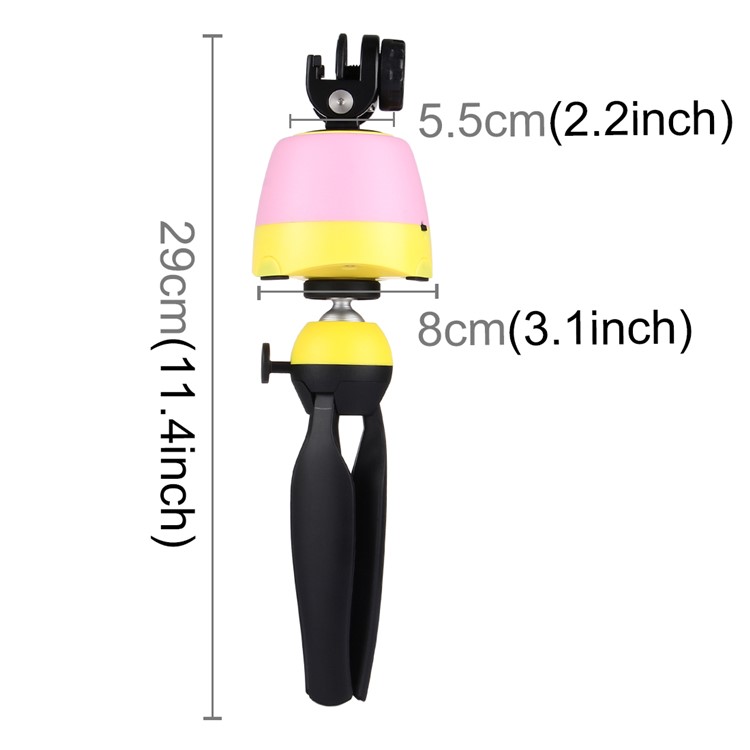 PULUZ PU362 Electronic Panoramic Tripod Stand with Remote Controller for Phones, GoPro, DSLR Cameras - Pink + Yellow-4