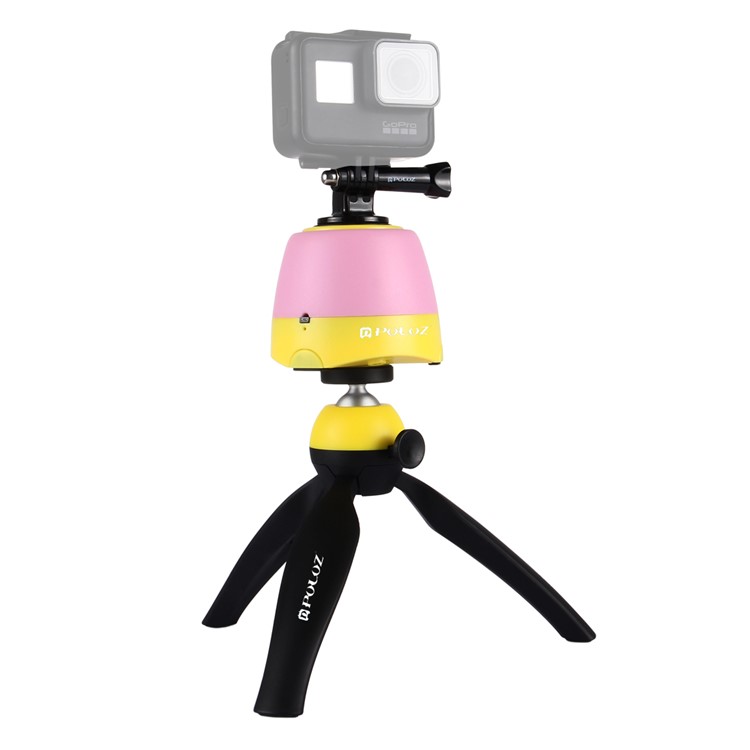 PULUZ PU362 Electronic Panoramic Tripod Stand with Remote Controller for Phones, GoPro, DSLR Cameras - Pink + Yellow-5