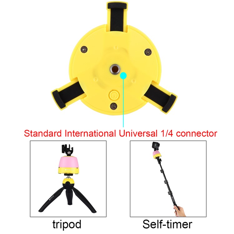 PULUZ PU362 Electronic Panoramic Tripod Stand with Remote Controller for Phones, GoPro, DSLR Cameras - Pink + Yellow-7