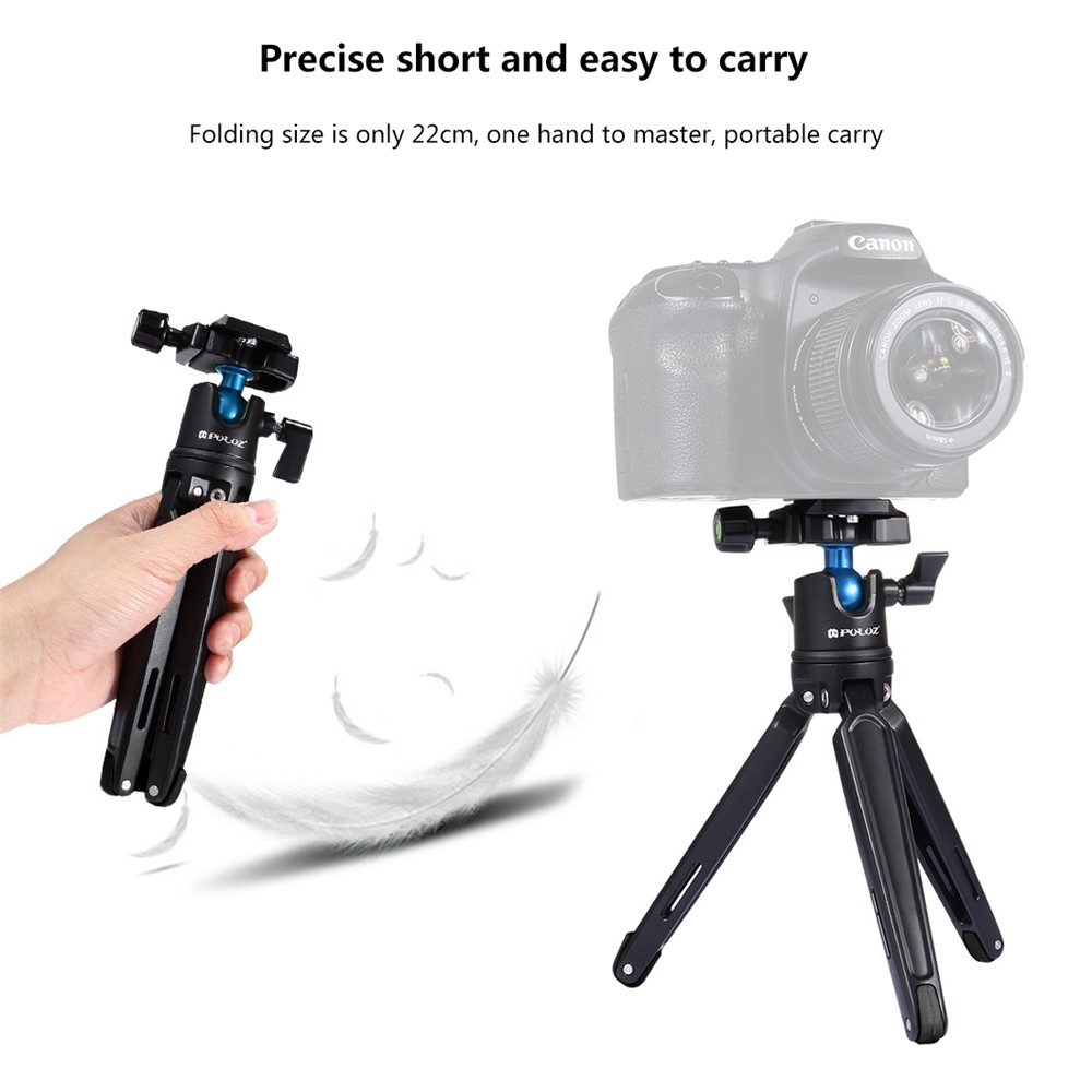 PULUZ PU3002 Mini Metal Desktop Tripod Mount with Adjustable Height for DSLR and Digital Cameras - Black-13