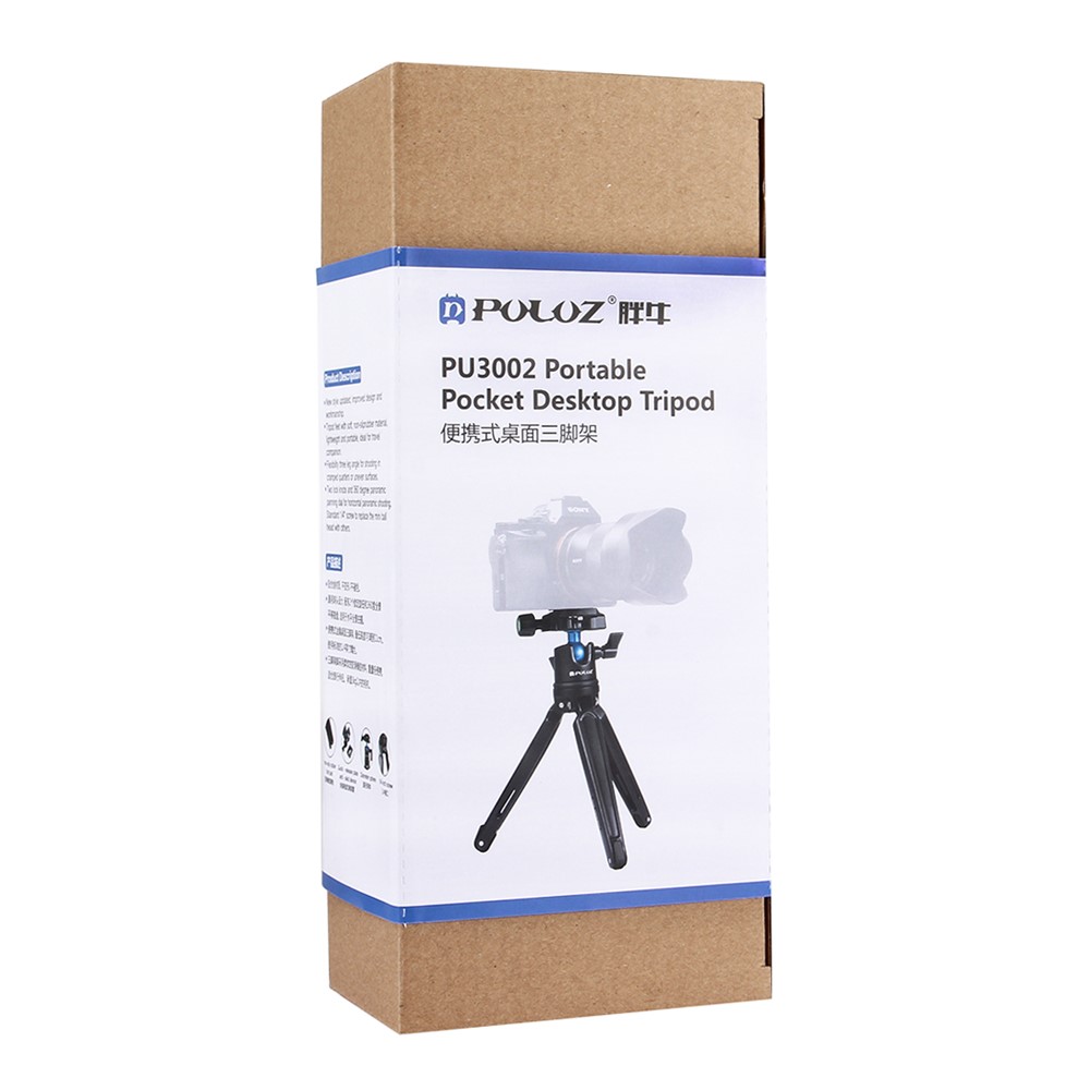 PULUZ PU3002 Mini Metal Desktop Tripod Mount with Adjustable Height for DSLR and Digital Cameras - Black-7