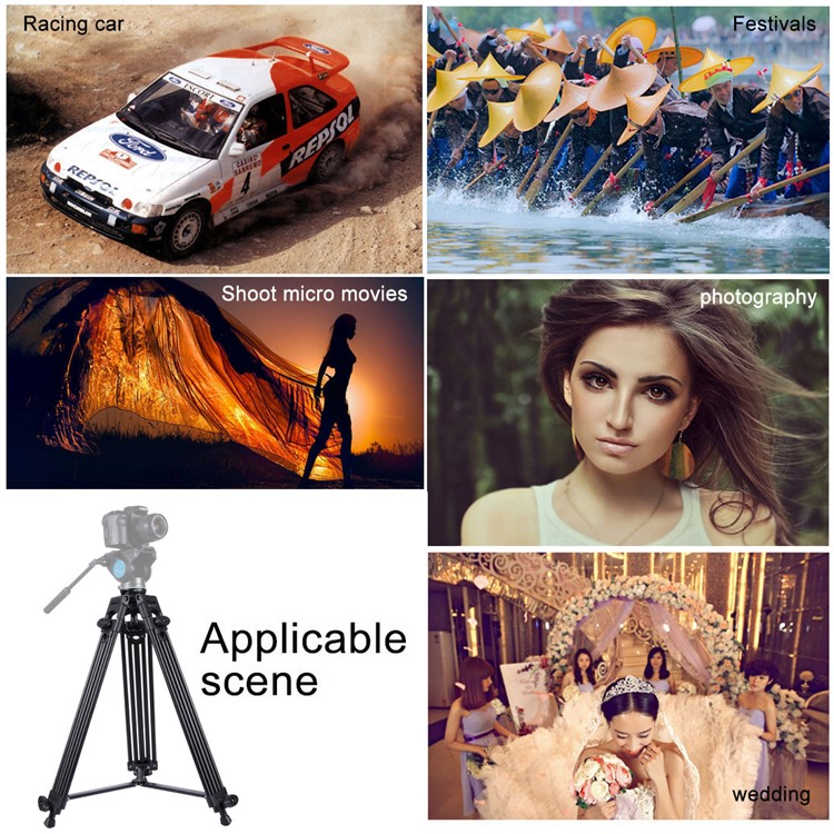 PULUZ PU3003 Professional Heavy Duty Video Camcorder Aluminum Alloy Tripod for DSLR / Digital Cameras - Black-11