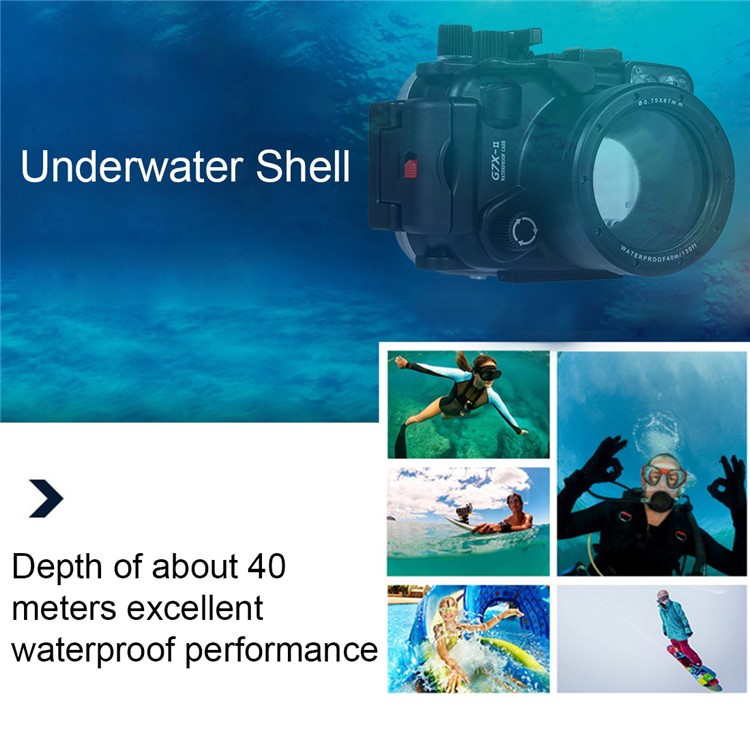 PULUZ Pu7008 for Canon G7 X Mark II Camera 40m Underwater Waterproof Case Diving Housing - Black-10