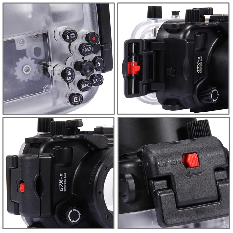 PULUZ Pu7008 for Canon G7 X Mark II Camera 40m Underwater Waterproof Case Diving Housing - Black-6
