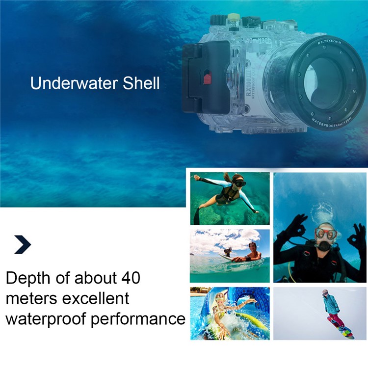 PULUZ Pu7005 Para Sony RX100 III 40m Cámara Sumergible Caja De Buceo A Prueba De Agua - Transparente-10
