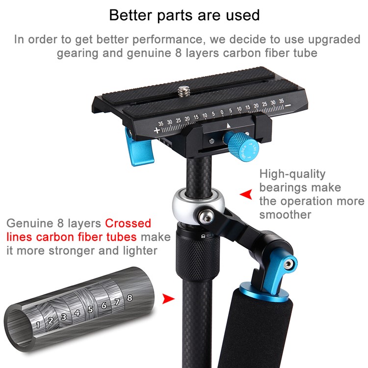 PULUZ P40T Carbon Fiber Handheld Stabilizer Steadicam for DSLR & DV Digital Video & Cameras-10
