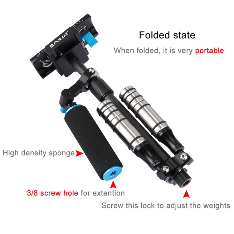 PULUZ P40T Carbon Fiber Handheld Stabilizer Steadicam for DSLR & DV Digital Video & Cameras-12