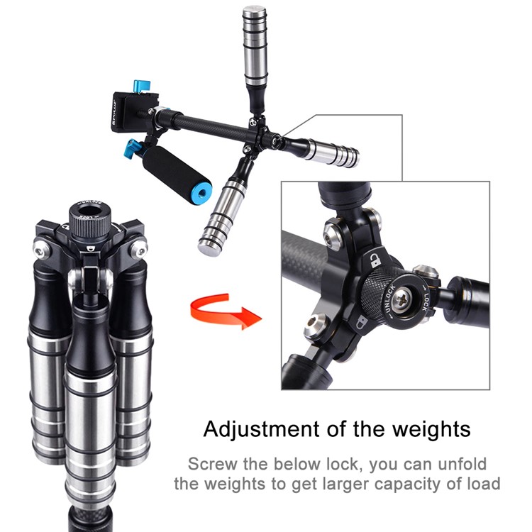 PULUZ P40T Carbon Fiber Handheld Stabilizer Steadicam for DSLR & DV Digital Video & Cameras-13