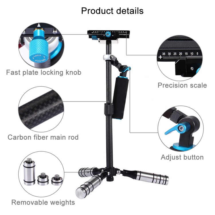 PULUZ P40T Carbon Fiber Handheld Stabilizer Steadicam for DSLR & DV Digital Video & Cameras-14
