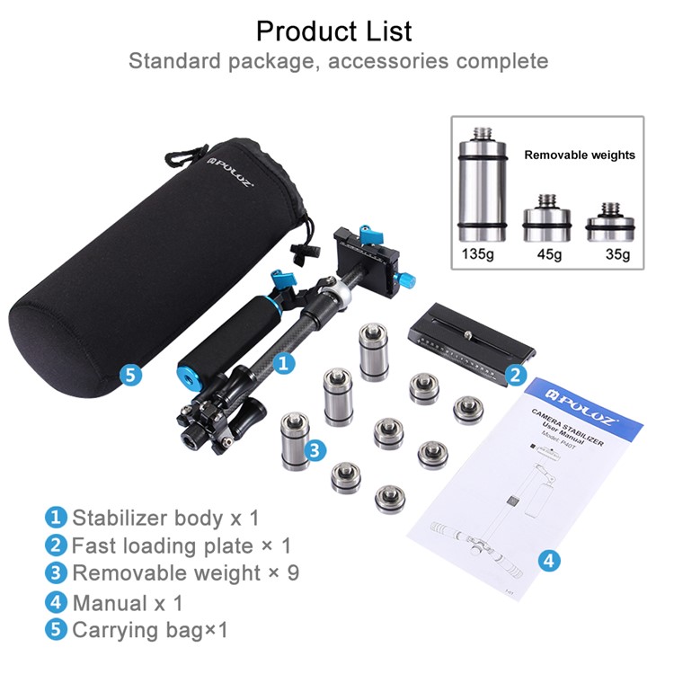 PULUZ P40T Carbon Fiber Handheld Stabilizer Steadicam for DSLR & DV Digital Video & Cameras-19