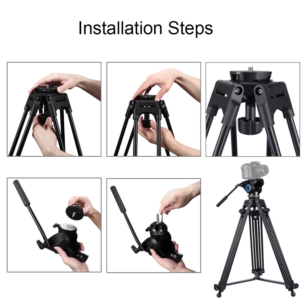 PULUZ PU3503 75mm Half Ball Flat to Bowl Adapter for Fluid Head Tripod DSLR Rig Camera - Black-6
