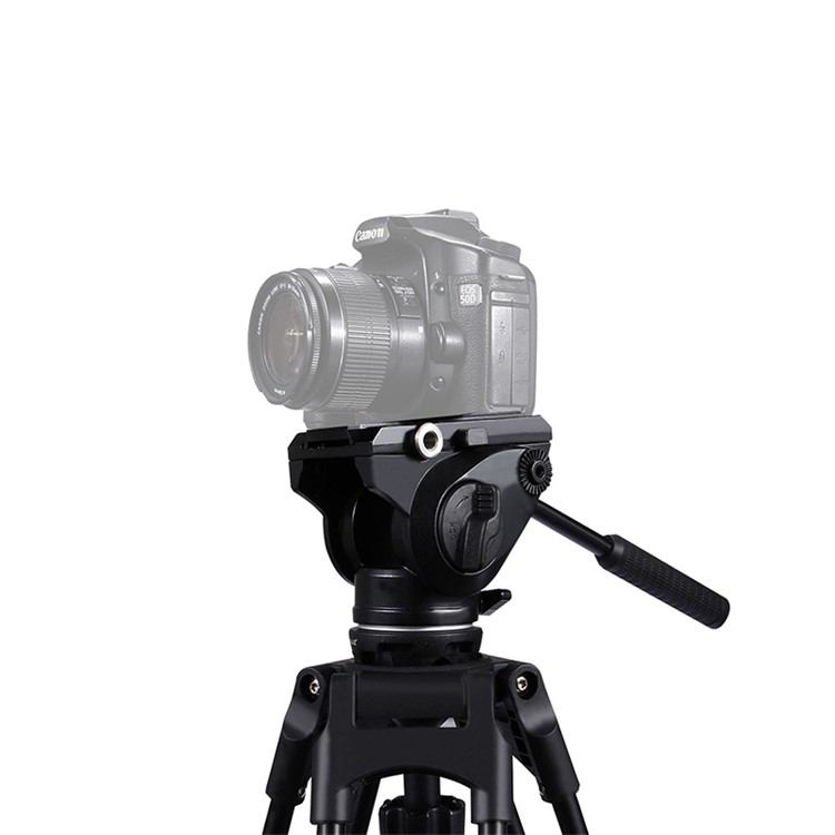 PULUZ PU3501 Heavy Duty Video Camera Tripod Action Fluid Drag Head with Sliding Plate for DSLR & SLR Cameras - Black-3
