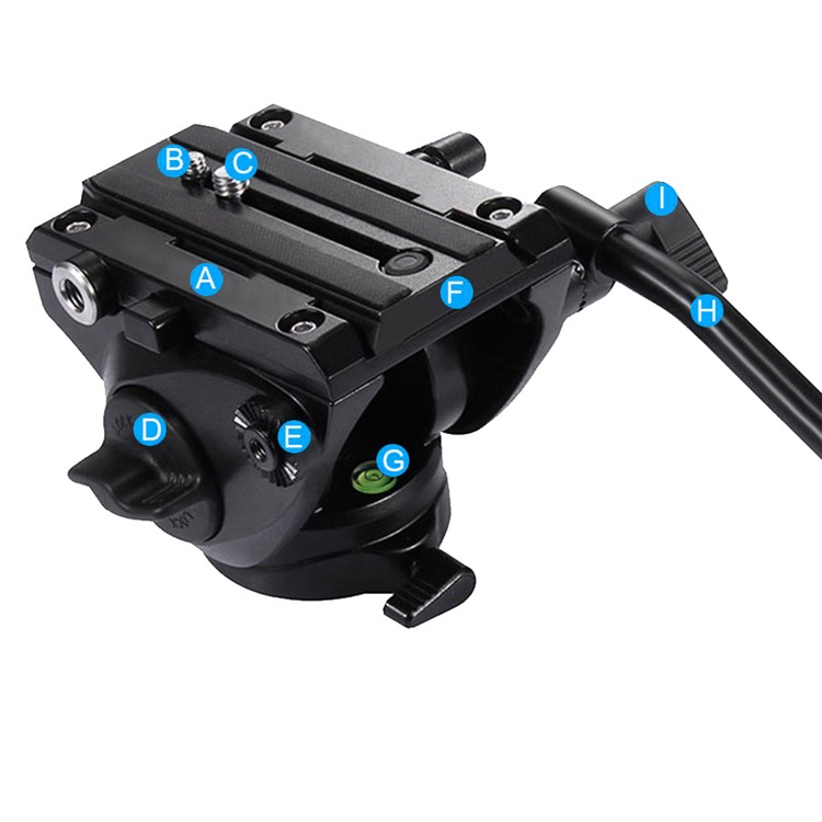 PULUZ PU3501 Heavy Duty Video Camera Tripod Action Fluid Drag Head with Sliding Plate for DSLR & SLR Cameras - Black-6
