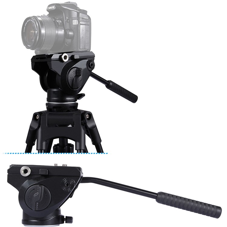 PULUZ PU3501 Heavy Duty Video Camera Tripod Action Fluid Drag Head with Sliding Plate for DSLR & SLR Cameras - Black-7